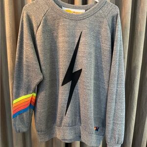 Aviator Nation - Heather Grey // Neon Chevron - Bolt Crewneck Sweatshirt 💙🩷❤️🧡💛